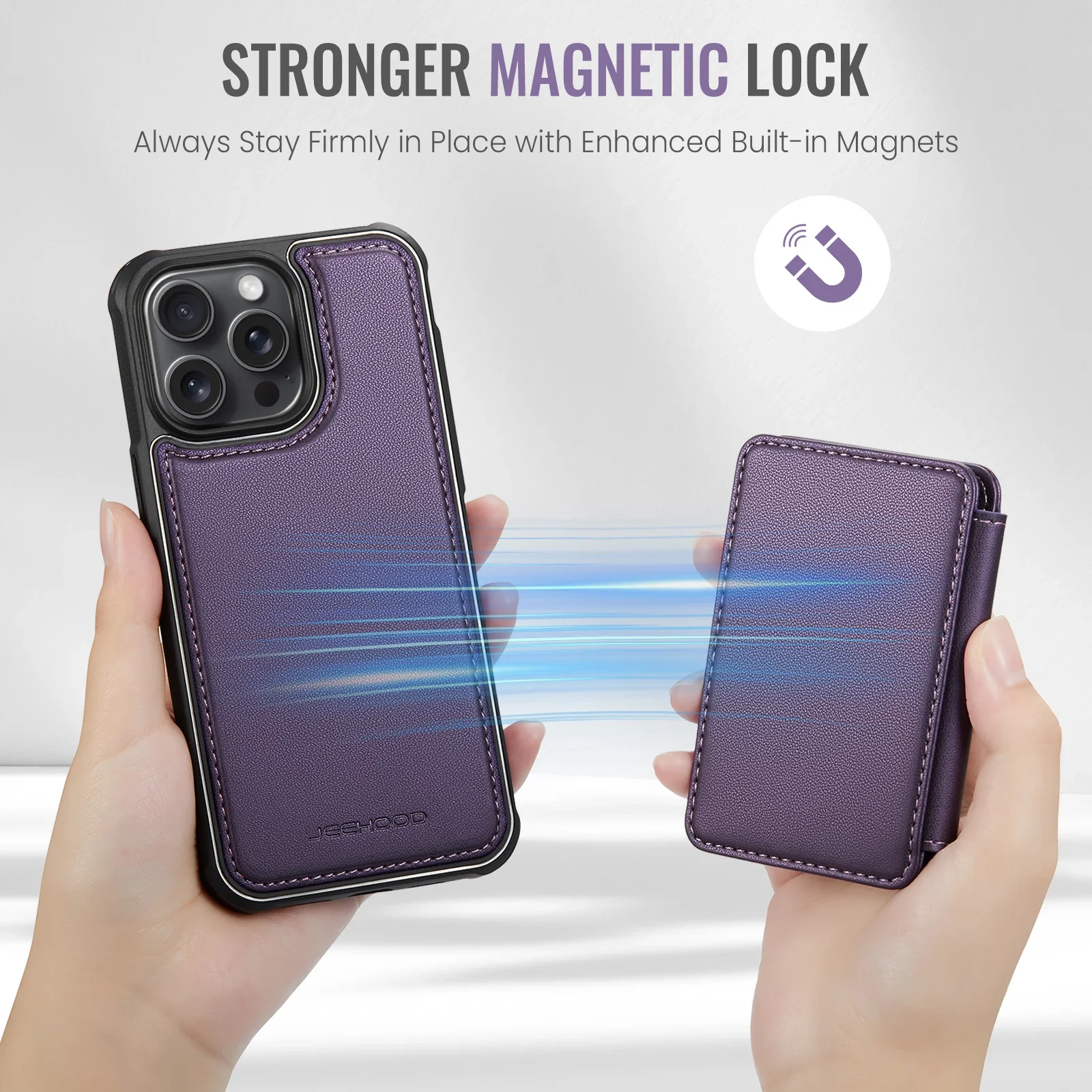 2 in 1 Magnetic Leather Case For iPhone 15 Pro Max 14 Plus 13 12 11 7 8 SE 2022 Cards Solt Detachable Wallet Bag Pocket Cover