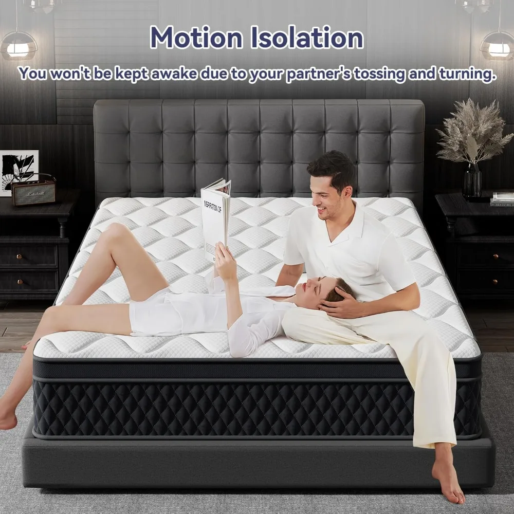 Queen Mattress, 10 Inch Hybrid Memory Foam Mattress in a Box, Wrapped Pocket Coils Mattress, Fiberglass Free & Support Comfort image 6