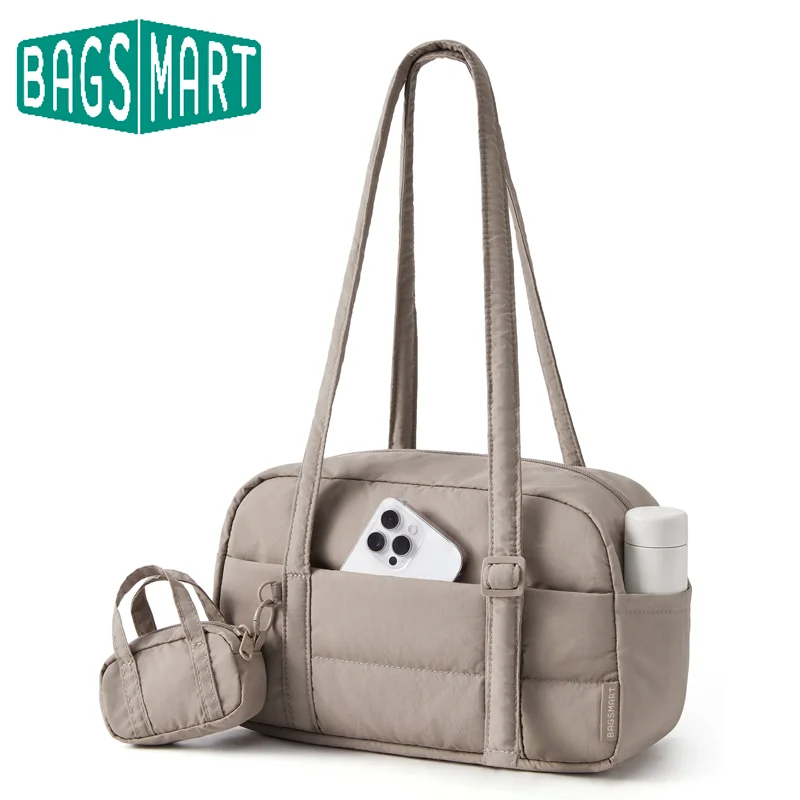 BAGSMART Damen-Umhängetasche, leichte, flauschige Umhängetasche, gesteppte Handtasche für den täglichen Gebrauch, Reisen, Dating und Arbeit