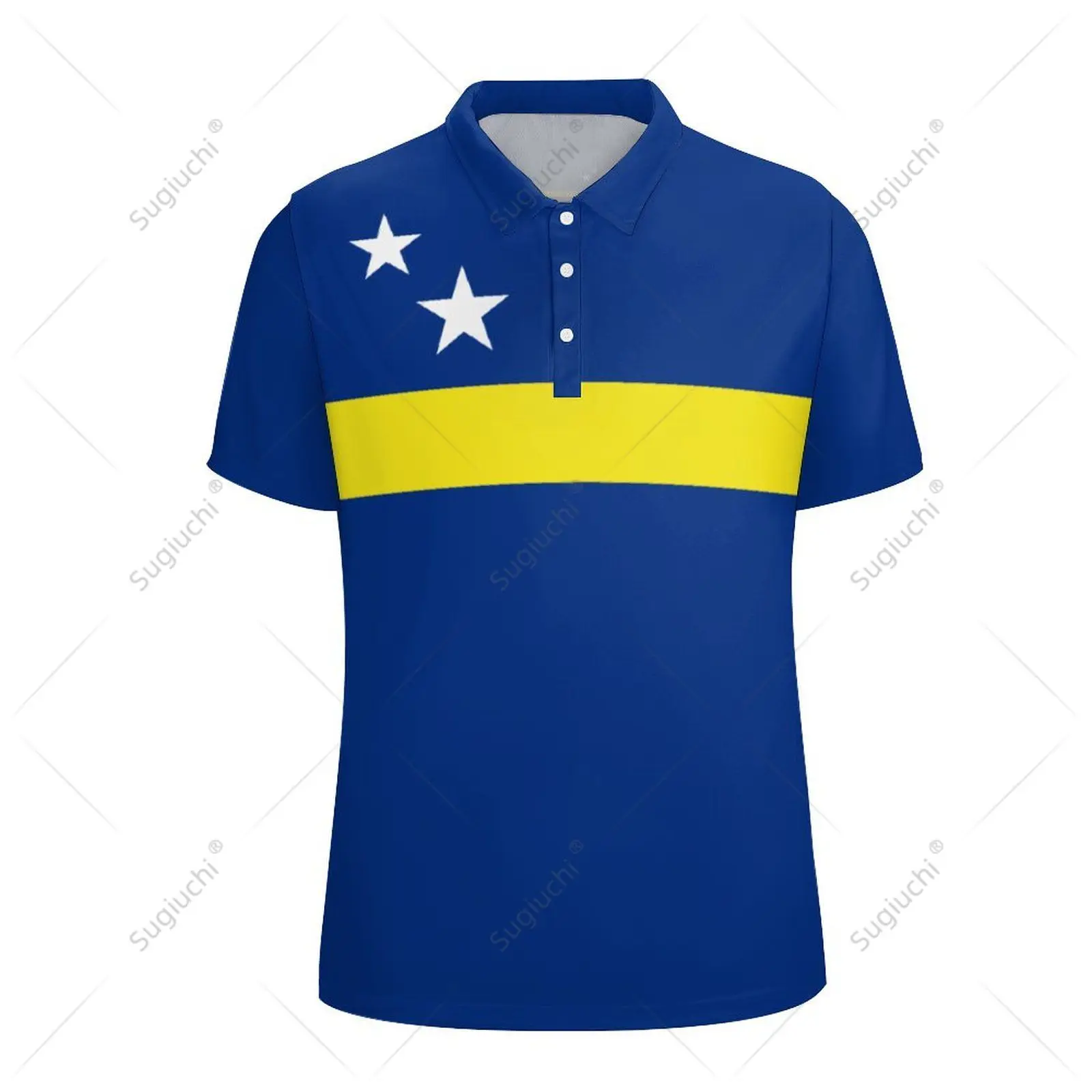 Unisex Poloshirt Curaçao Curacao Vlag 3d Print Man Polo Fashion Kleding Trainingspakken Korte Mouwen
