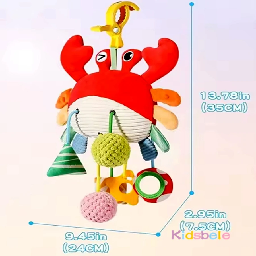Christmas Decoration Baby Plush Toy Montessori Newborn Crib Bed Around Toy Crab Shape with Teether Rattle Sound Mirror Baby Toy