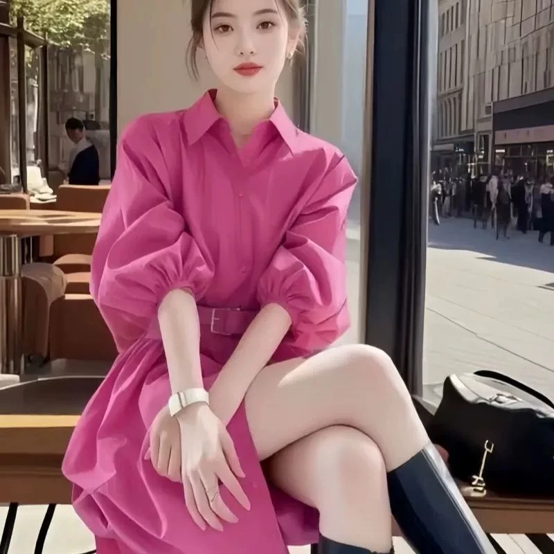 แฟชั่นฤดูใบไม้ร่วงมินิชุดสตรี 2024 หมายเลขLapel Solid Luxury Officeครึ่งแขนเสื้อกระโปรงสั้นชุดสุภาพสตรี