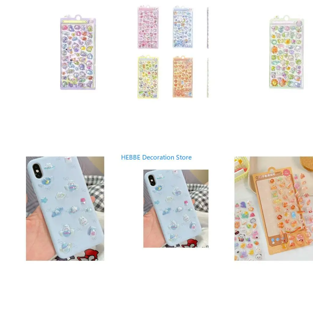 B0KC Cartoon Embossed Animal Sticker 3D Puff Mini Decorative Decal for Notebook Scrapbooks Card Making Phone Cover Laptops