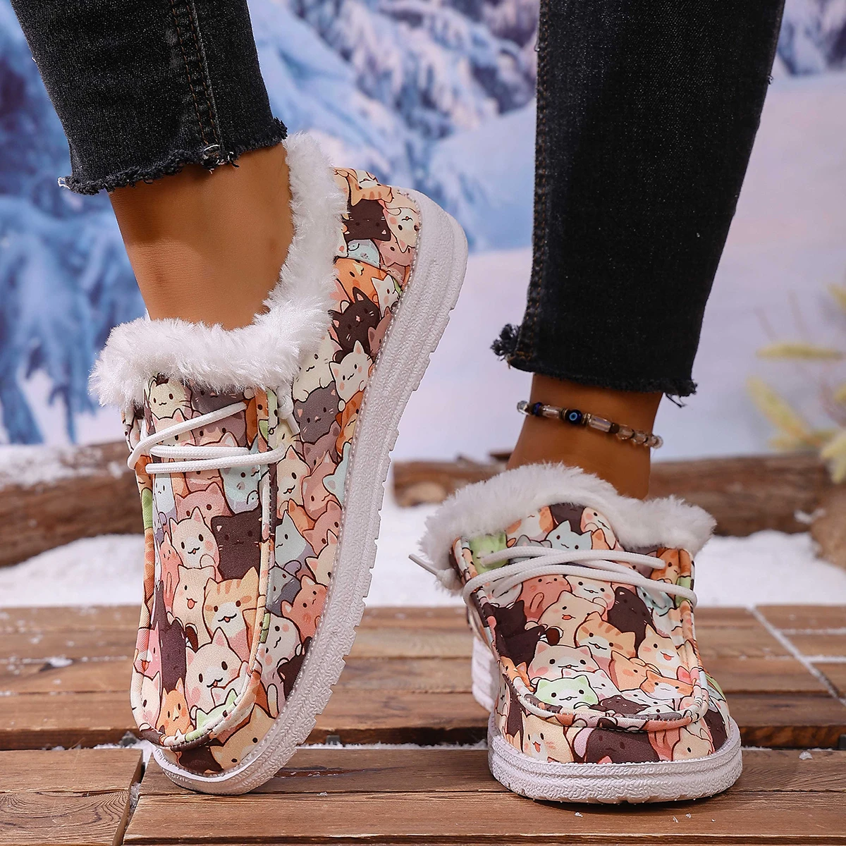 Женские зимние ботинки, теплая модная спортивная стильная обувь, женские удобные ботильоны на мягкой подошве, осенне-зимняя утолщенная плюшевая обувь