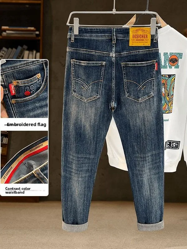 Jeans da uomo slim fit vintage Feel Casual elastici coreani Sle pantaloni lunghi larghi di fascia alta stagione autunnale tendenza Faion