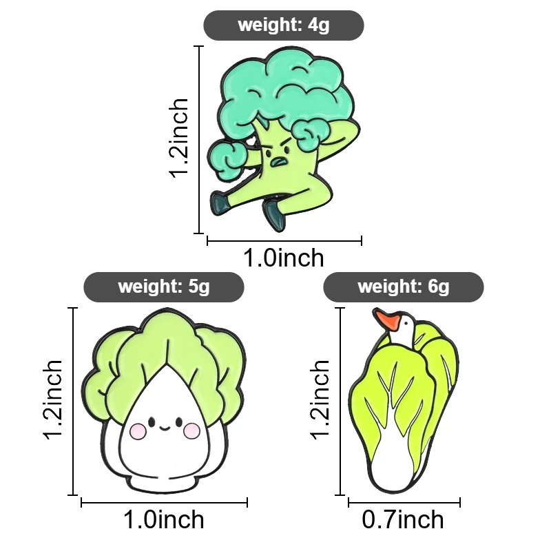 Vegetable Enamel Pins Cartoon Kung Fu Broccoli Cabbage Duck Brooches Fun Bok Choy Lapel Badges Food Meme Jewelry Gift