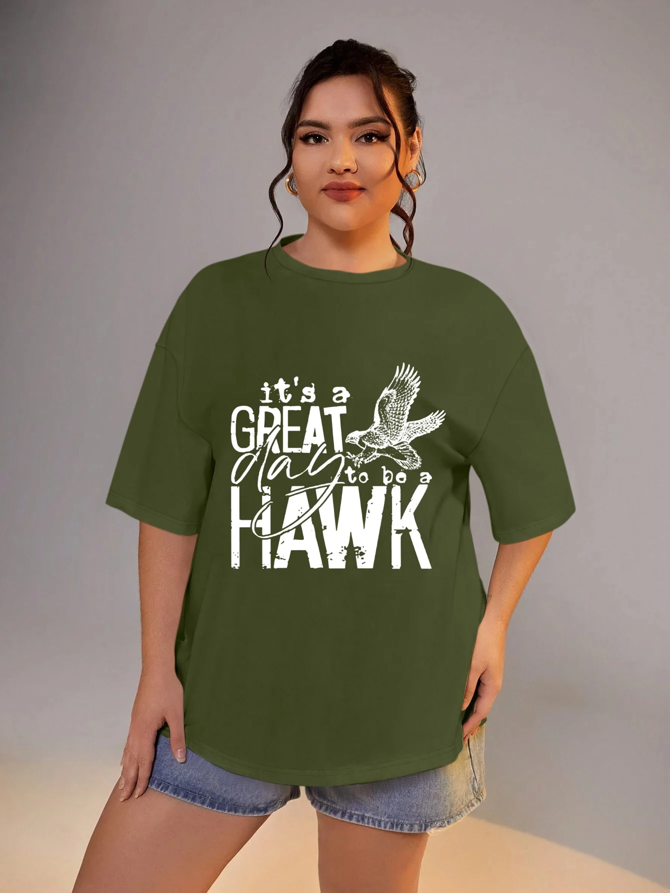 

Oversized Eagle Print Short Sleeve Shirt Plus Size Clothes for Women 2xl 3xl 4xl 5xl Summer