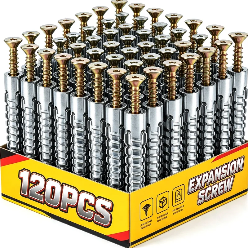 10/120x Expansion Screw Self Tapping Serrated for Hollow Walls Tile Drywall Anchor with Screw Drilling Plug Bolt Kit Fasteners