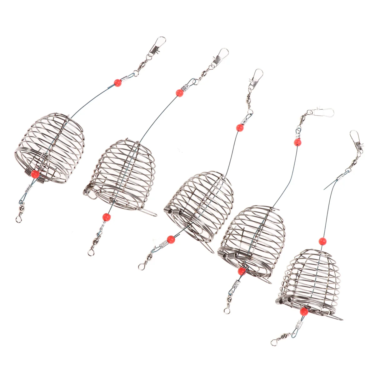 5 PCS Stainless Steel Fishing Bait Cage Lure Cage Bait Fishing Trap Basket Feeder Holder Fishing Tackle - Size S