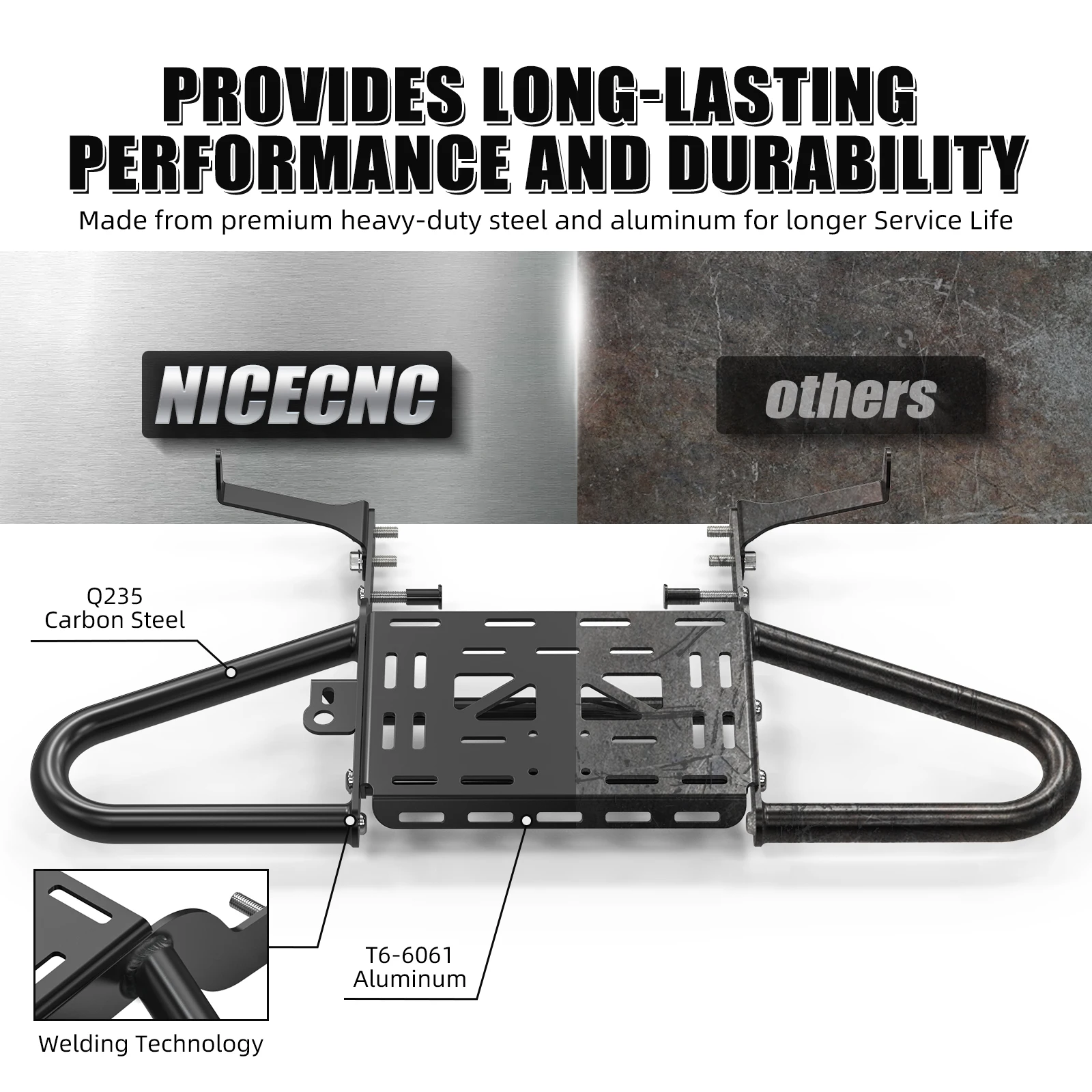 NICECNC For Yamaha Raptor 700 2006-2026 ATV Rear Grab Bar Raptor 700R Replaces 1PE-F845R-00-00 Aluminum Multipurpose Use