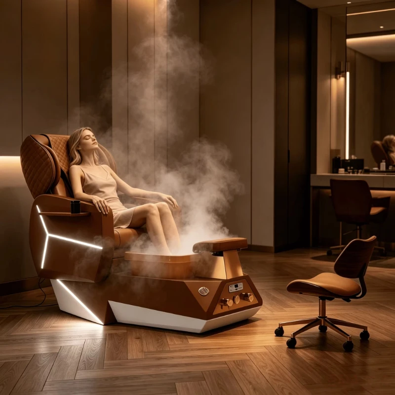Beauty Salon Luxury Pedicure Chair Foot Spa Massage Foot Soak Chair with Heat and Pluming Thera Mist Pedicure Chairs