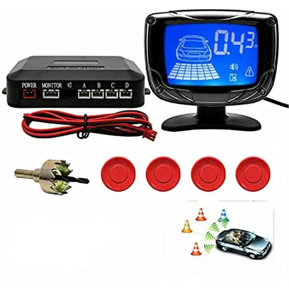 

4 LED Car Parking Radar Sensor Buzzer Alarm System Kit 4-probe reversing visual radar for all cars trucks SUVs RVs