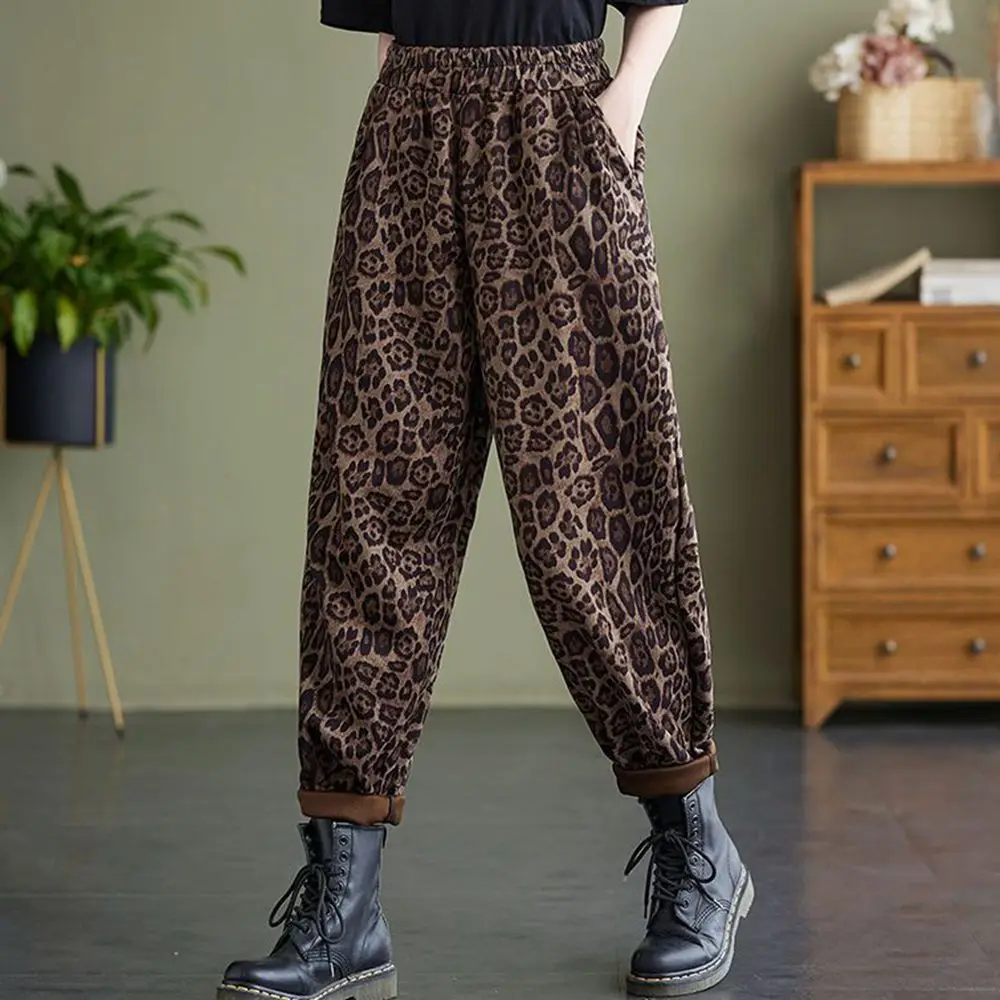 Plus Size 5XL 150kg Autumn Women\'s Pants Oversized Woman clothing Female Leopard Trousers for women Large Size Trousers