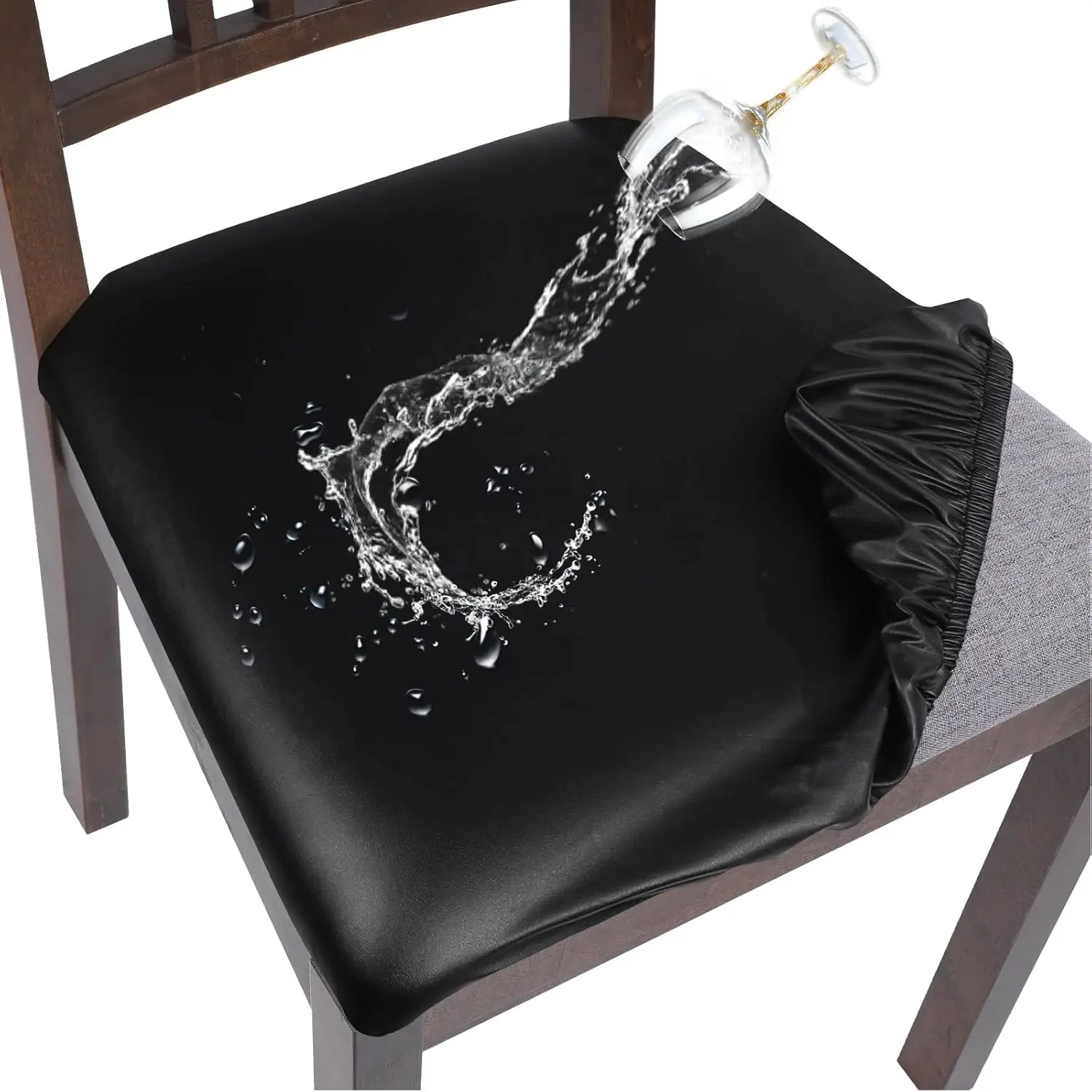 

Waterproof Pu Leather Seat Covers For Dining Chairs, 4 Pa Stretch Dining Room Chair Seat Covers, Kitchen Chair Seat Covers