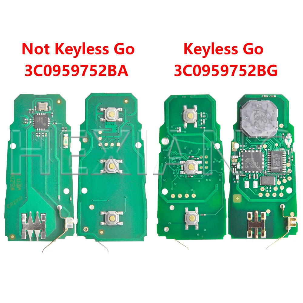 HE 3C 0959752 BA ID48/ID46 3C 0959752 Chiave telecomando per auto Go mezza intelligente/senza chiave BG 433 MHz per VW Volkswagen Passat B6 CC 3C B7