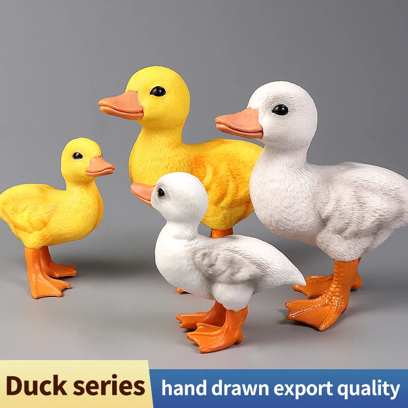 مجموعة حيوانات مزرعة البطة الصفراء اللطيفة - لعبة شخصيات الحركة المصغرة لمحاكاة البلاستيكية الصلبة هدية عيد الميلاد للأطفال