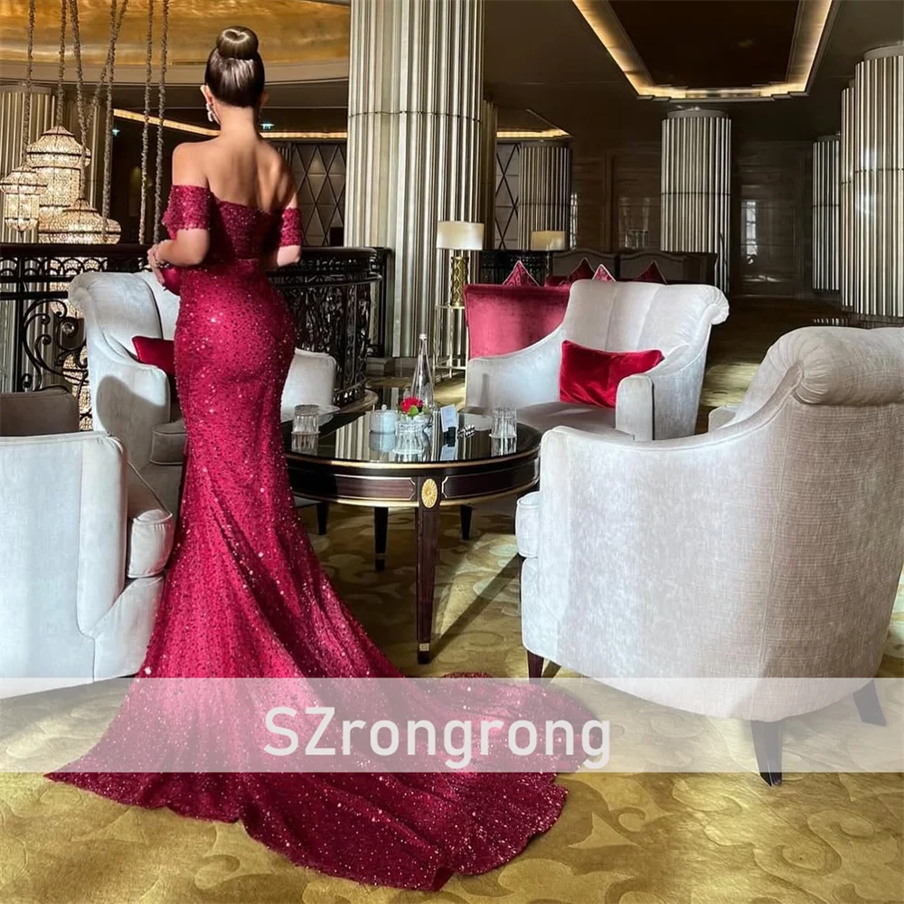 Вечернее платье без рукавов с воротником-лодочкой и блестками, сексуальное платье русалки с разрезом по бокам и открытой спиной, платье для выпускного вечера со льдом на заказ