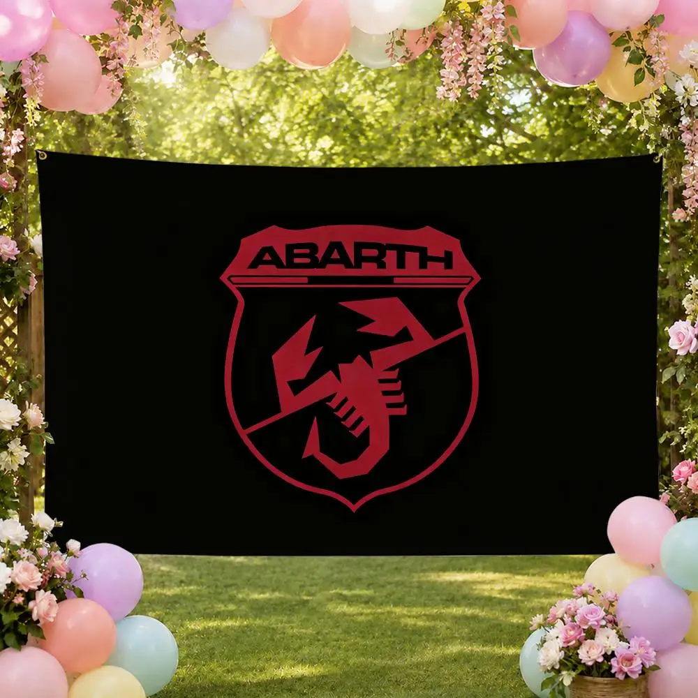 Auto Racing Brand AbarthS Scorpion Flags Fan Banner Tapestry Wall Hanging Garage BarDorm Camp Party Outdoor Home Decor Gift