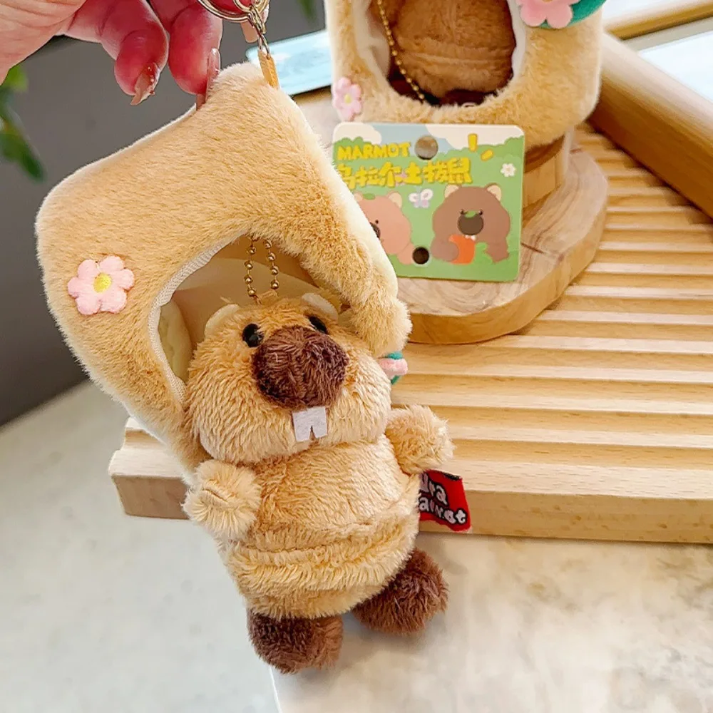 

PP Cotton Simulation Groundhog Plush Keychain Fluffy Bag Charms Lifelike Marmot Pendant Doll Hanging Ornaments