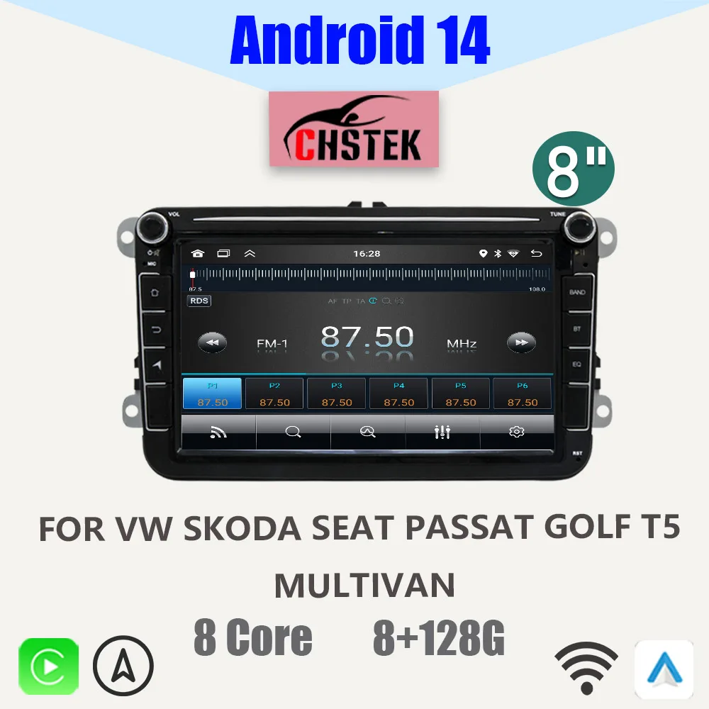 Car Unit Radio For VW Transporter Passat Multivan T5 Golf 5 Polo Skoda Seat Carplay Monitor Android 14 GPS WIFI Autoradio Screen