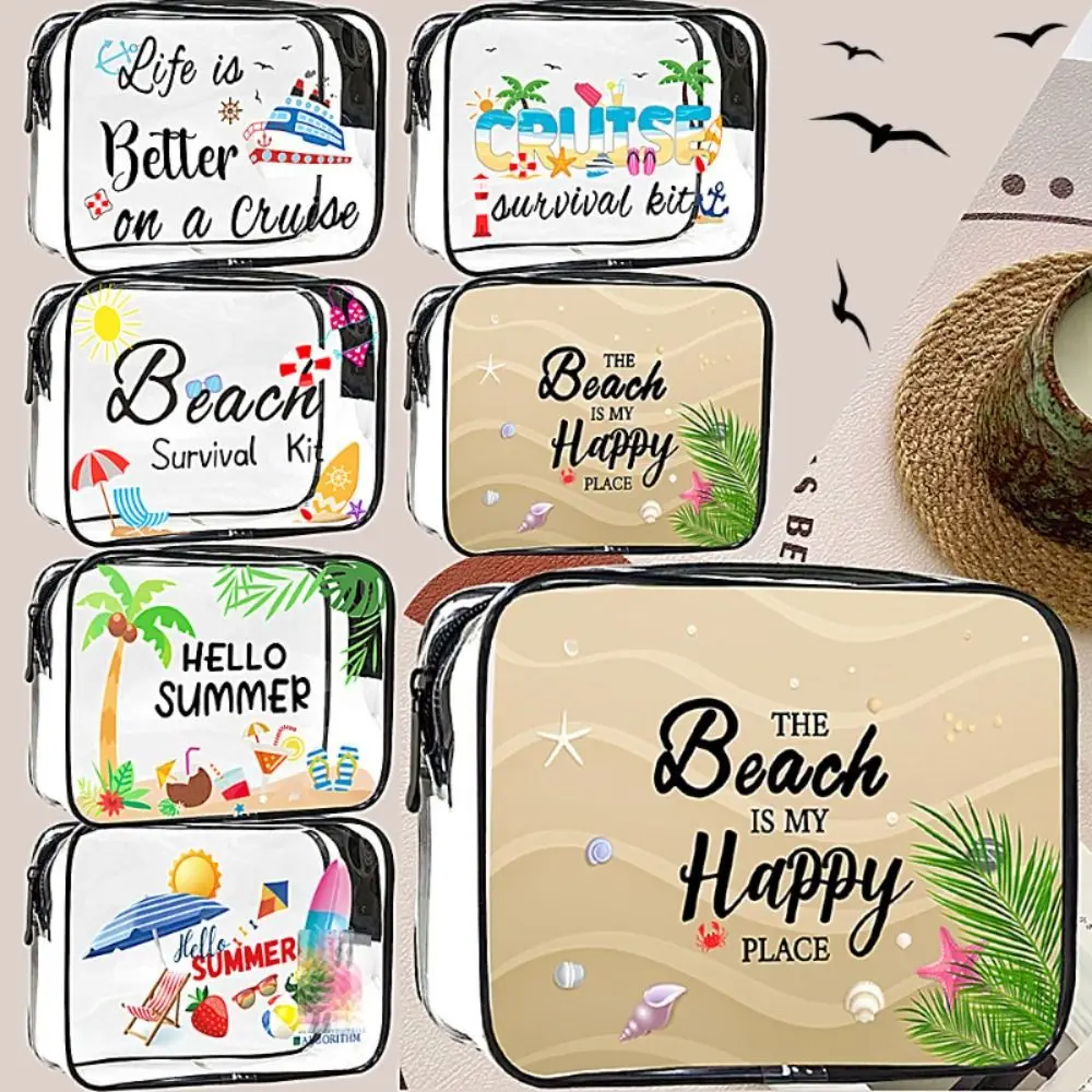 

Модная вместительная косметичка с прозрачными отделениями, портативная, многофункциональная, в пляжном стиле, для путешествий, для женщин