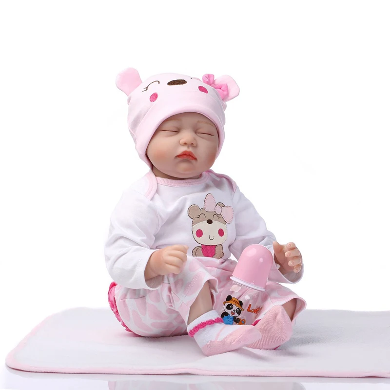 55cm Reborn Doll Soft Silicone Reborn Close Eye Real Looking Baby Dolls Toys for Gift As Children Playmate Doll Popupar Reborn