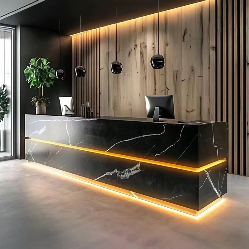 Restaurant Wood Reception Desks Black Uniform Classic Luxury Reception Desks Beauty Salon Bancone Da Reception Office Furniture