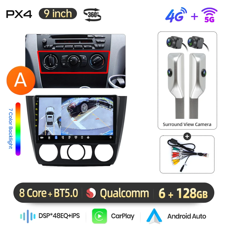 AWESAFE Draadloze CarPlay Android Auto Radio voor BMW 1-serie E87 E81 E82 E88 2004-2011 Plug & Play FM BT RDS DSP GPS Multimedia