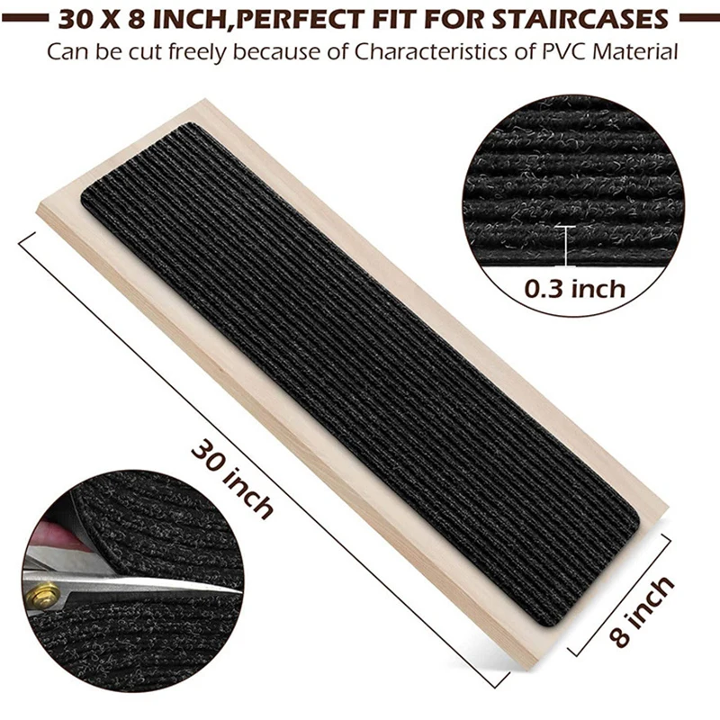 سجادة درج ذاتية اللصق ، سجادة ناعمة ، مانعة للانزلاق ، امتصاص الماء ، سجادة واقية ، 76 × واي ، 1