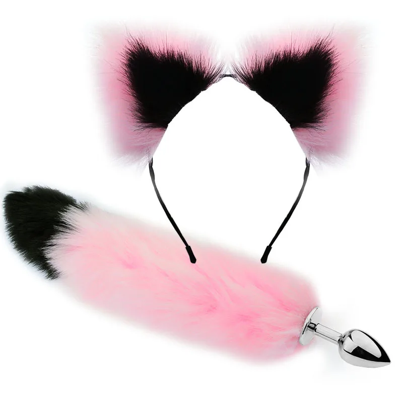 Cute Metal Plush Rabbit Fox Tail Anal Plug Prostate Massager Butt Plug Cat Ears BDSM Anus Stimulate Adult Sex Erotic Accessories