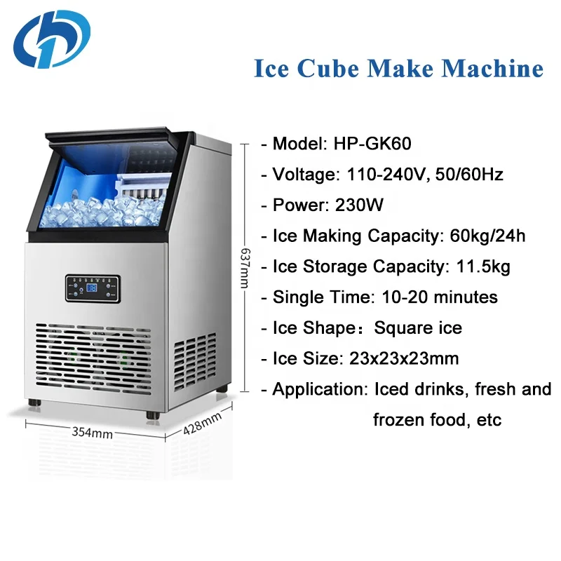 Ice Cube Machine 60kg Ice Making Machine Mini Small Countertop Home Commercial Ice Maker Machine For Business Price