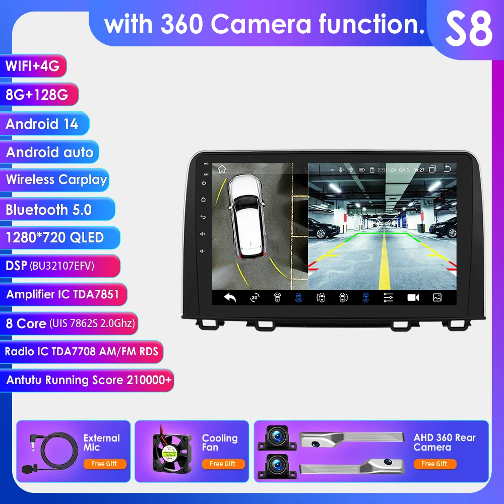 Hizpo 10.1“ AI Voice autoradio voor Honda CRV CR-V 2017 - 2021 Intelligente multimedia-monitorspeler Hoofdunit 2din Navi Bluetooth Android 14