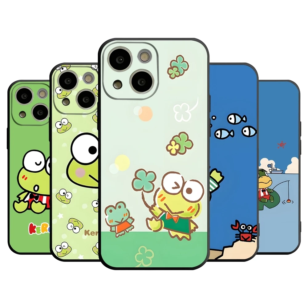 Cute K-Kero Keroppi Phone Case For 14 Pro Max For Apple Iphone 16 15 Po Max 12 Mini 11 13 Pro Xr X Xs 8 7 Plus Back Cover