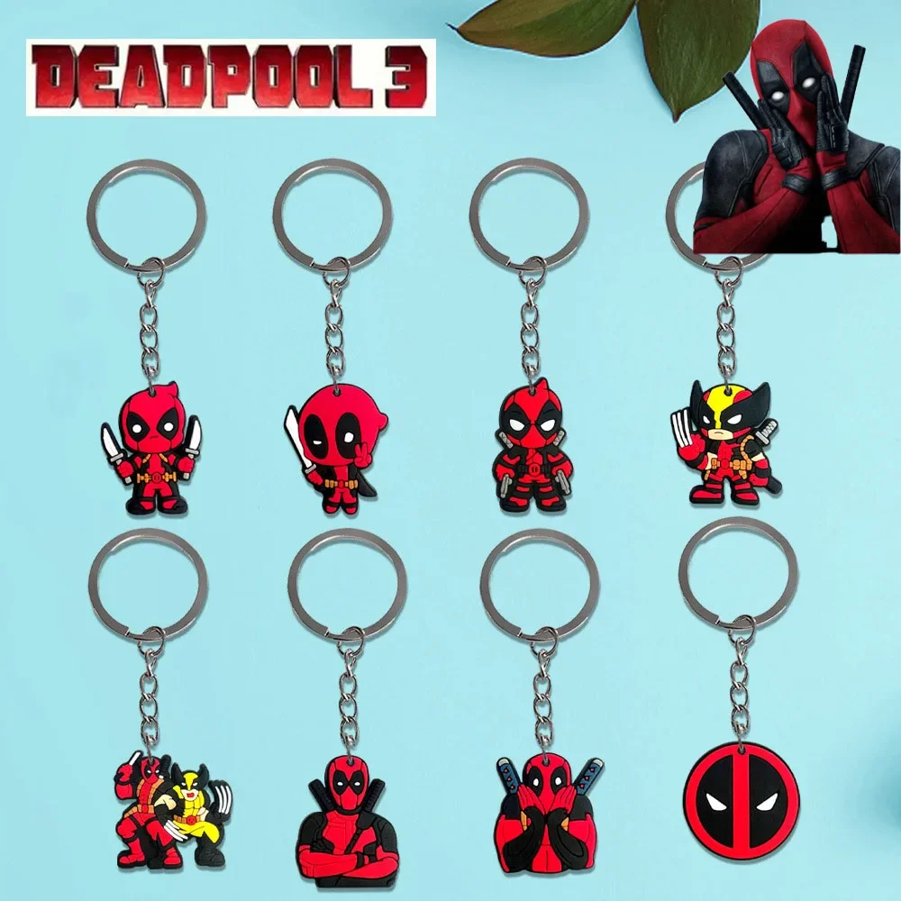 

Marvel Deadpool 3 Wolverine Key Chain Pvc Soft Glue Key Chain Movie Peripheral Cartoon Car Key Decoration Buckle Accessories