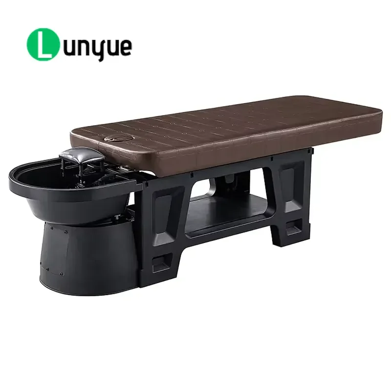 Modern Brown Electric Shampoo Bed with Integrated Rinse and Fumigation for Hair Massage Push-Pull Design