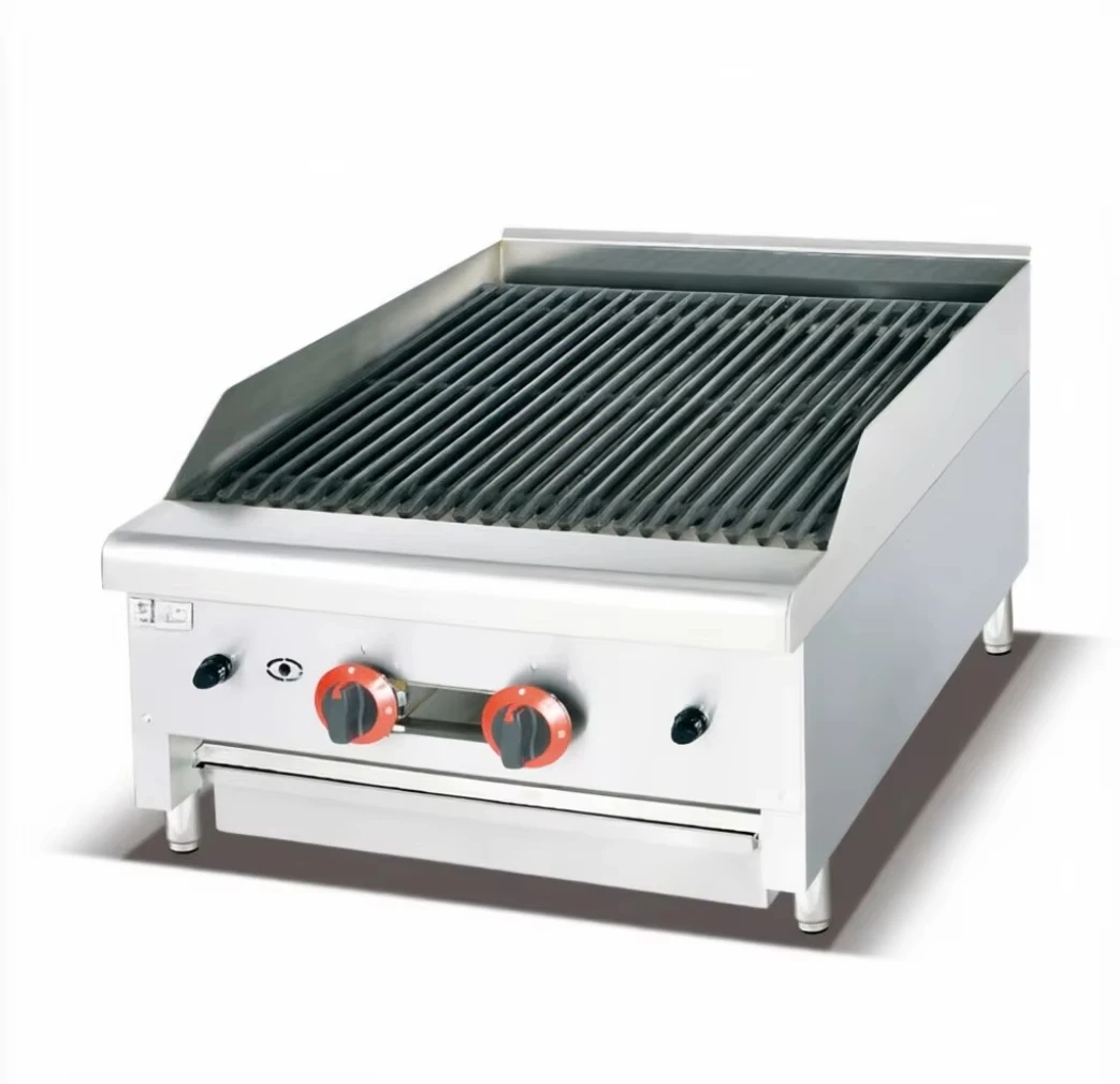 

24 Countertop lpg Gas Char BBQ Radiant Charbroiler Commercial Lava Rock Gas Char Grill