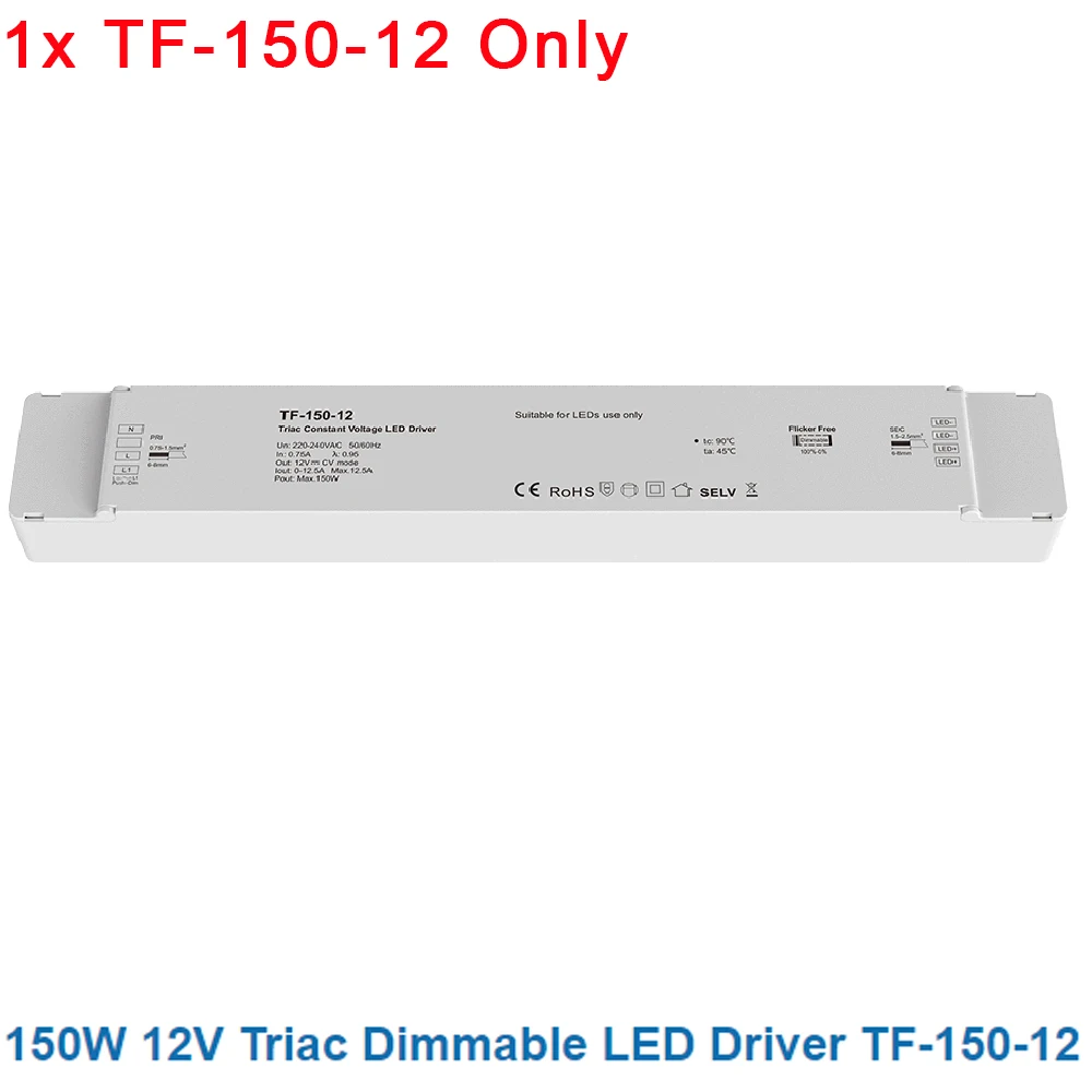 Skydance 40W 75W 150W Triac Dimmen Constante Spanning LED Driver Drukschakelaar DC12V 24V dimbare Voeding Fase-snijden Dimmer