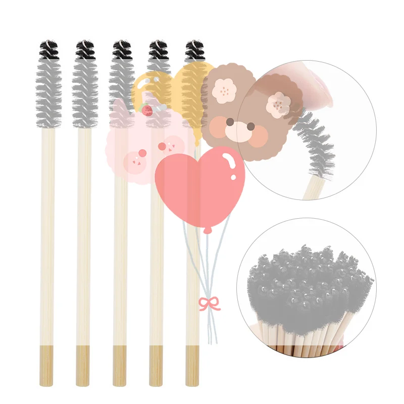 50 قطعة مقبض الخيزران رمش فرشاة فرشاة للمكياج رمش تمديد عصي الماسكارا تطبيقها العين لاش الشباك مشط ماكياج أداة