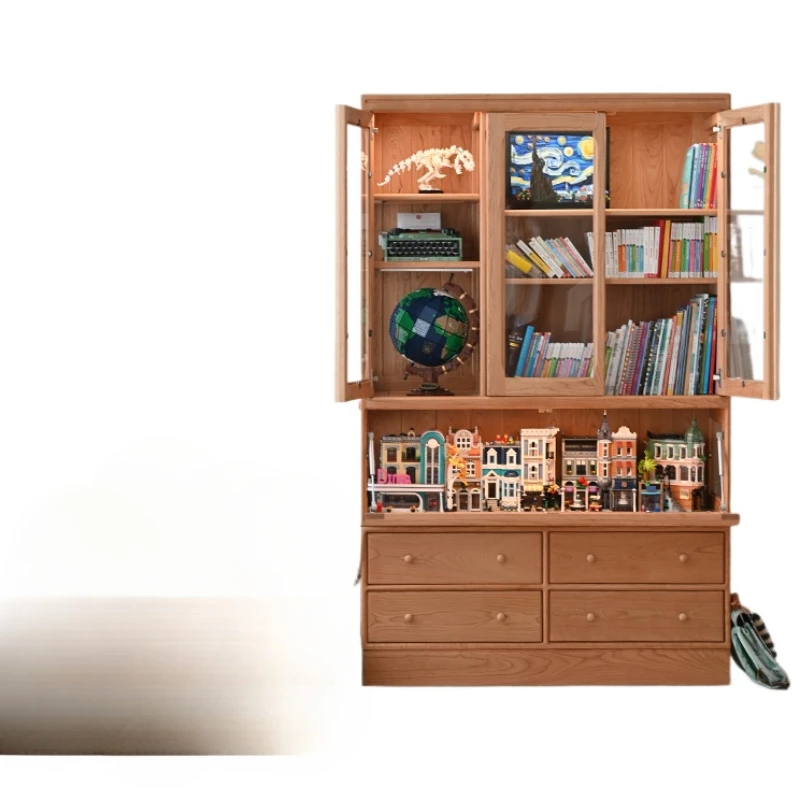 

Display cabinet building block figure collection solid wood wardrobe closed bookcase Lego cabinet