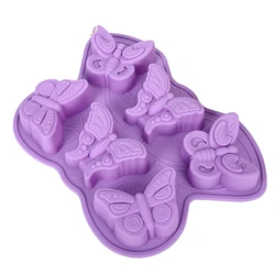 6 Hole 3D Insect Butterfly Silicone Cake Baking Mold Cupcake Pan Chocolate Dessert Soap Molds Muffin Cups Soap DIY Making Form