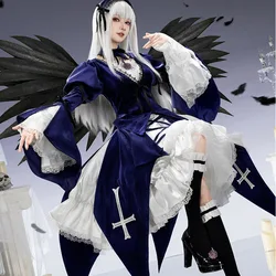 Mercury Lampe Cosplay Anime Roses Maiden Cosplay Costume Suigintou Mercury Lampe Cosplay Costumes Velvet Dress Full set