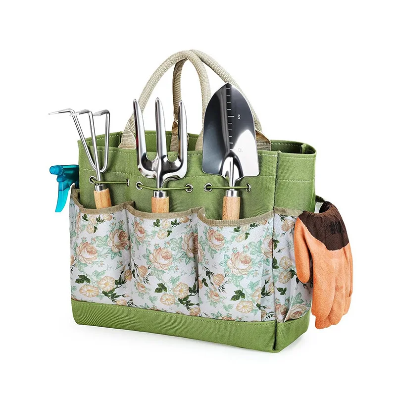 All-in-One Garden Tool Set, 8-Piece Heavy Duty Gardening Tools With Crossbody Bag,Rust-Proof Premium Garden Tool Kit