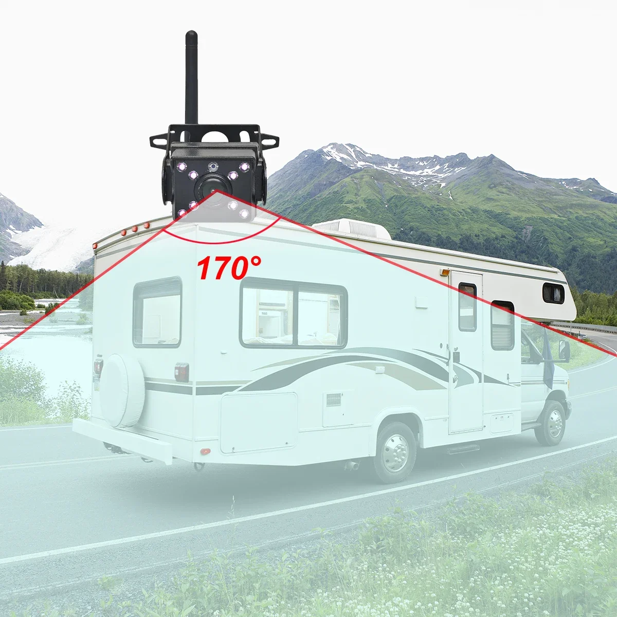 Vehicle 720P Wireless Backup Camera Kit System  5'' AHD IPS Monitor IP69K Wireless Rear View Revering Camera  For Truck Bus Car