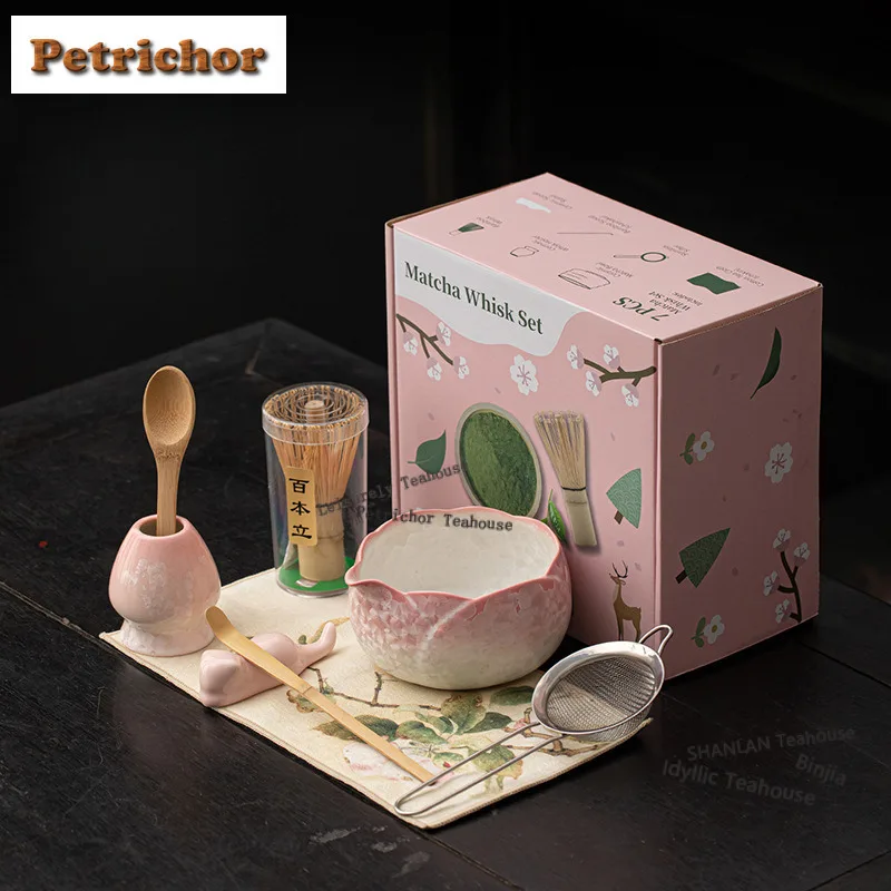 

Хрустальный ледяной цветок, рот матча, набор из восьми частей, керамическая чаша для чая, подставка для сто книг, венчик, набор посуды с имитацией династии Сун