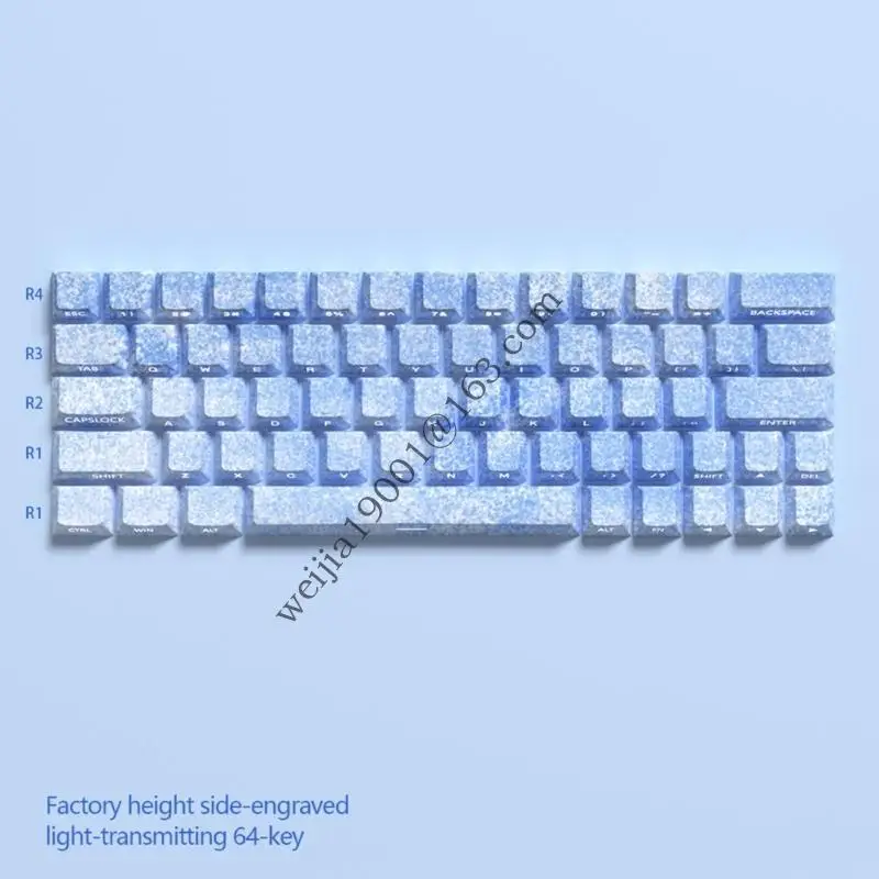 64/74key lateral imprimir translúcidos keycaps ice azul perfil original sublimations backchap retroiluminado para teclados .h05a