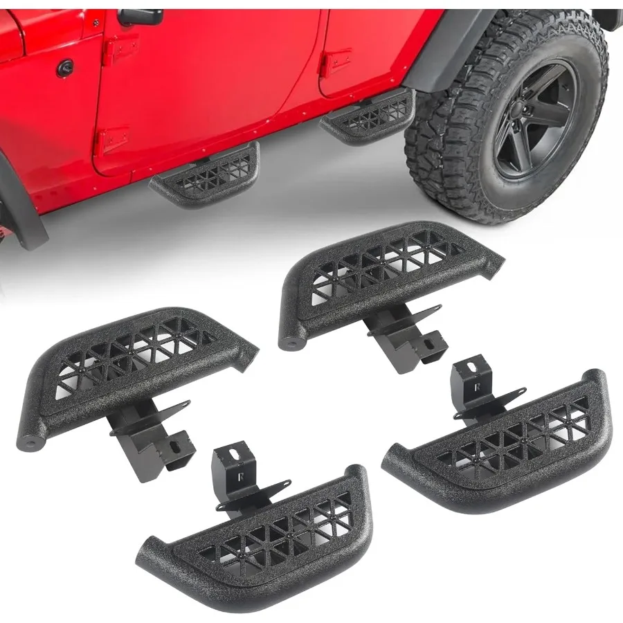 

Боковые ступеньки 6,7, совместимые с Jeep Wrangler JL, 4 двери, 2018-2025, сверхмощные маленькие подножки из углеродистой стали, педали, противоскользящие