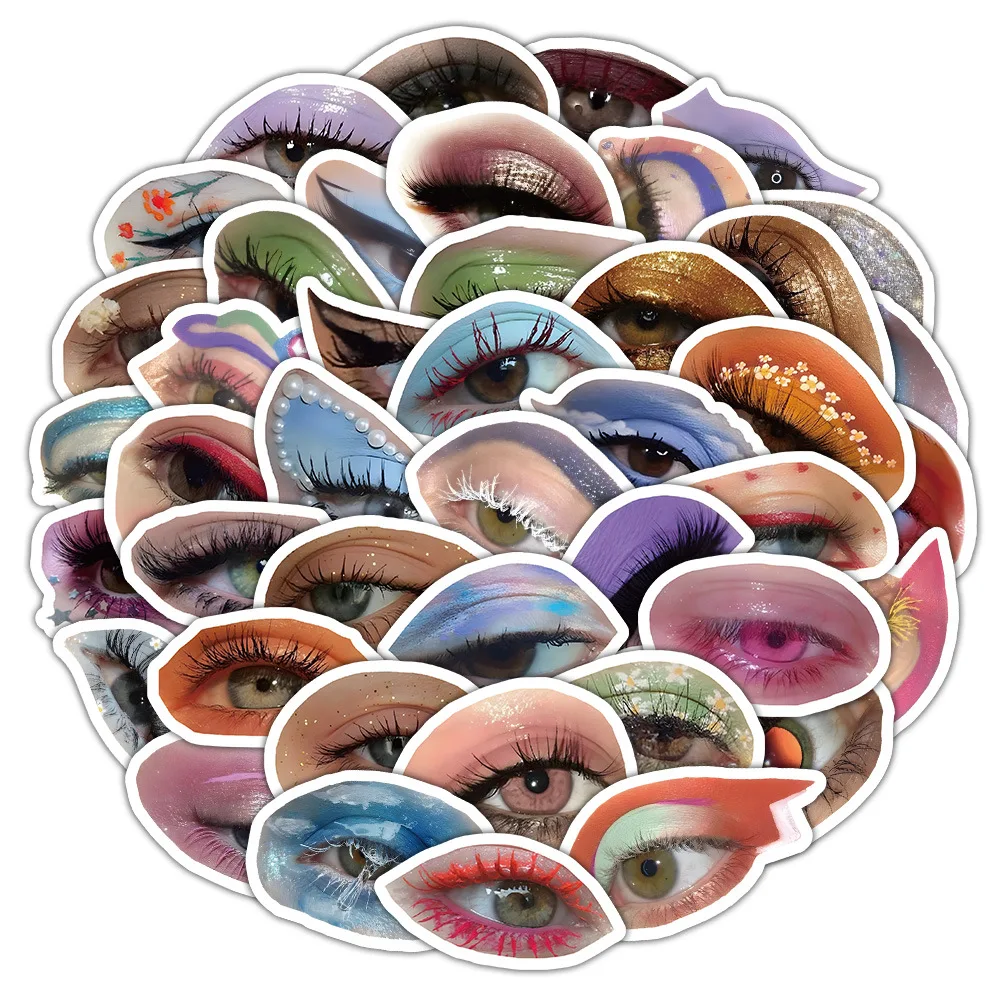 

60PCS Colourful Eye Makeup Eyes Stickers Aesthetic Graffiti Cool Waterproof Decal DIY Phone Notebook Fridge Decoration Toy
