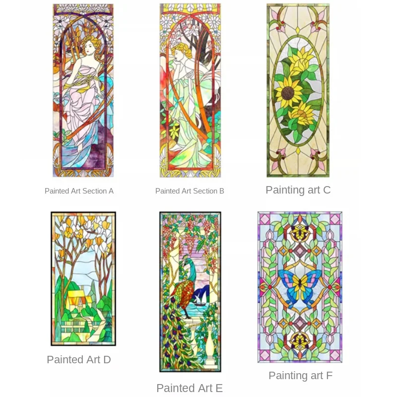 

Custom European Stained Glass Film Retro Electrostatic Scrub Sunblock Window Film Stained Glass Window Sticker Static Cling