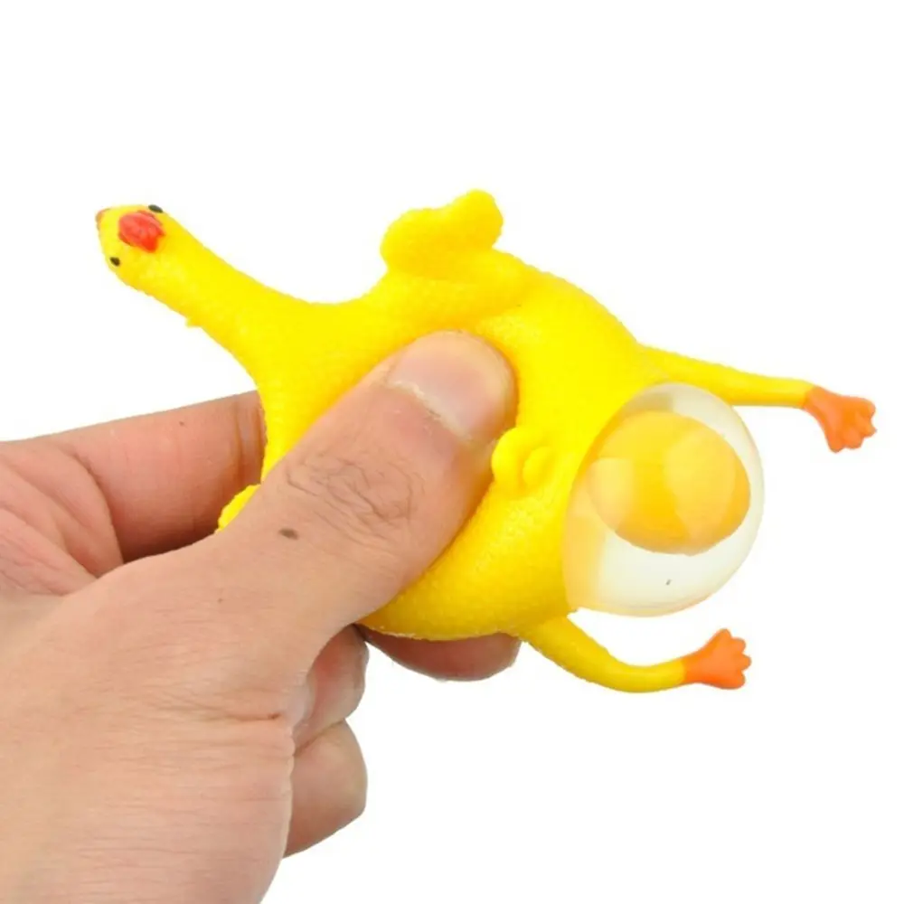 Crowded Yellow Squeeze Spoof Novelty Gadgets Pranks Halloween Gift Keychain Chickens Lay Eggs Funny Vent Toys