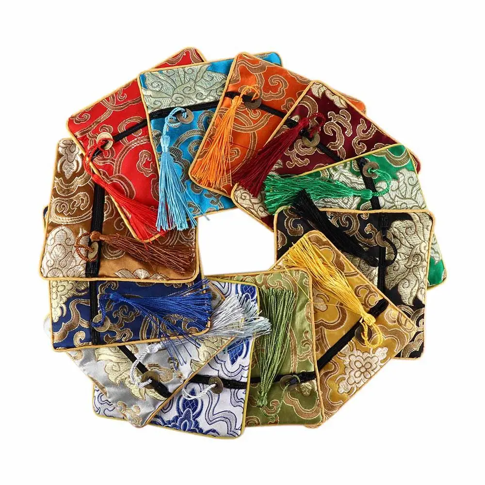 

Pouch Embroidery Flower Pattern Zipper Bag Brocade Pouch Jewelry Storage Bag Chinese Style Coin Purse Silk Jewelry Organizer